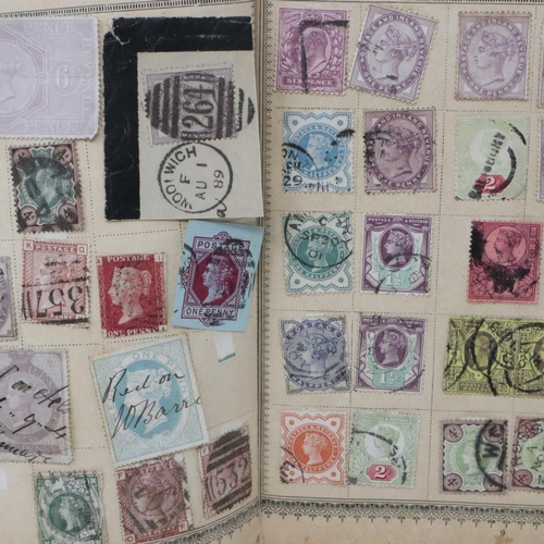 317 - The World Postage Stamp Album dated 1908, containing GB stamps including penny reds. UK P&P Group 1 ... 