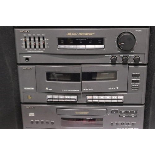 324 - Sony LBT-D117 hifi system, turntable, tuner, twin cassette, CD player and speakers. All electrical i... 