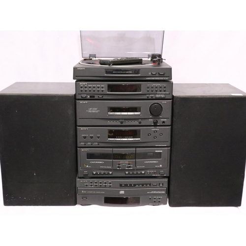 326 - Sony LBT-D307 hifi system, turntable, tuner, twin cassette, 5 disc CD player and a pair of Sonab A-1... 