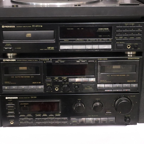 327 - Pioneer hifi to include SX-339 amplifier, PL-225 turntable, PD-4700 CD player, CT-W550R cassette dec... 