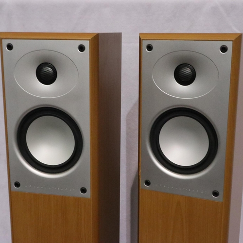 328 - Pair of Mordaunt Short MS904 speakers in cherry wood cases, H: 81 cm. Not available for in-house P&P