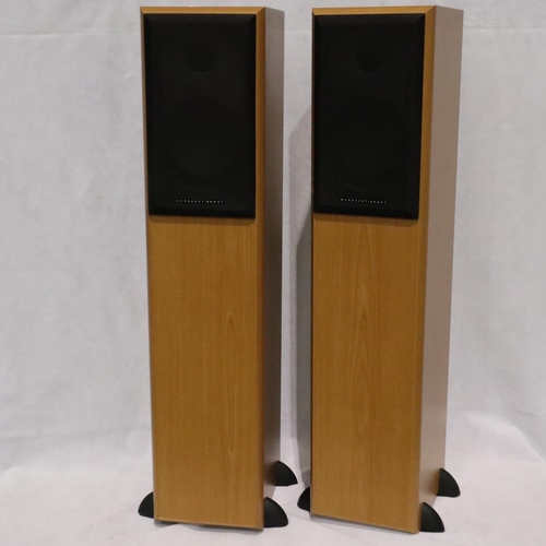 328 - Pair of Mordaunt Short MS904 speakers in cherry wood cases, H: 81 cm. Not available for in-house P&P