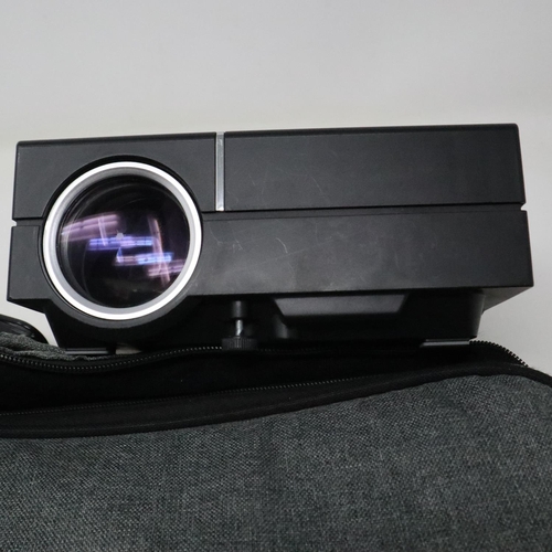 329 - Vamvo mini HD LED projector with power supply, cables and carry bag, working at lotting. UK P&P Grou... 