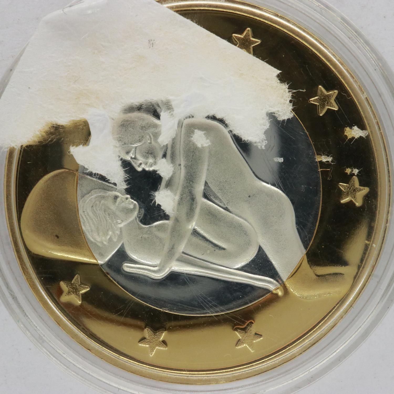 One fantasy Euro coin, sex position. UK P&P Group 0 (£6+VAT for the first  lot and £1+VAT for subsequ