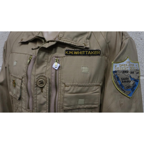 2170 - A rare Gulf War period AFV tank crew coverall suit, named to KM Whittaker, together with a similar p... 