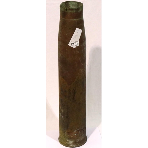 2221 - British WWI brass shell case in semi-relic condition, H: 73 cm. Not available for in-house P&P