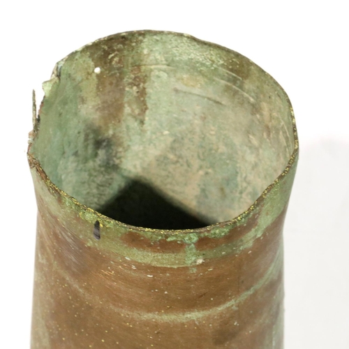 2221 - British WWI brass shell case in semi-relic condition, H: 73 cm. Not available for in-house P&P