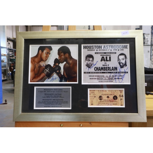 2026 - A montage of facsimile boxing and Muhammad Ali signed ephemera, all signatures appear to be printed.... 