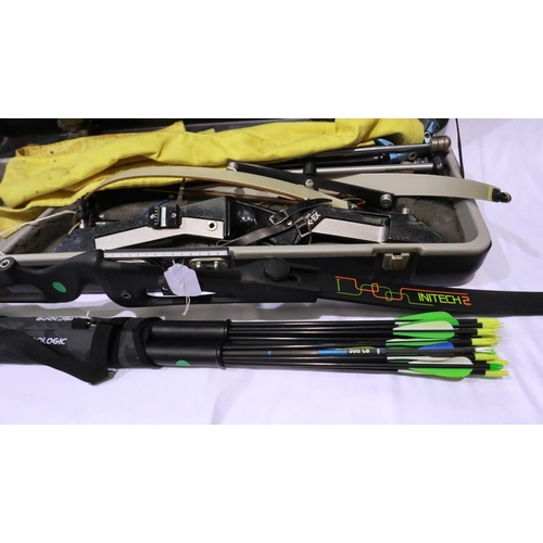 2029 - Geologic composite bow, with a further example in a case. Not available for in-house P&P