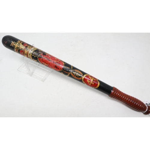 2043 - Victorian painted Kirkcaldy police truncheon. UK P&P Group 2 (£20+VAT for the first lot and £4+VAT f... 