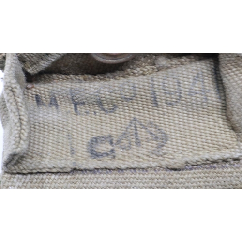 2089 - British WWII canvas Webley holster and belt. UK P&P Group 1 (£16+VAT for the first lot and £2+VAT fo... 