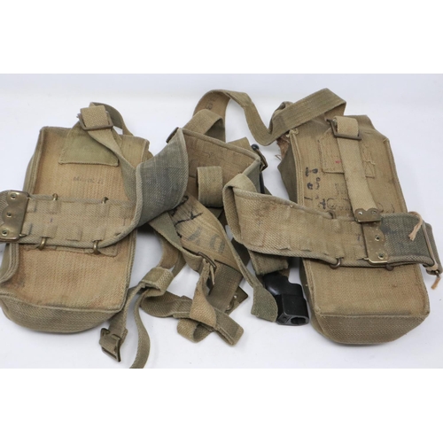 2091 - British post-war canvas webbing straps and pouches, with pigsticker bayonet. UK P&P Group 2 (£20+VAT... 