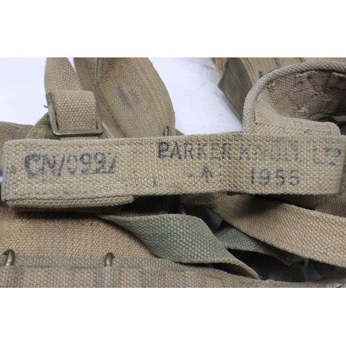 2091 - British post-war canvas webbing straps and pouches, with pigsticker bayonet. UK P&P Group 2 (£20+VAT... 