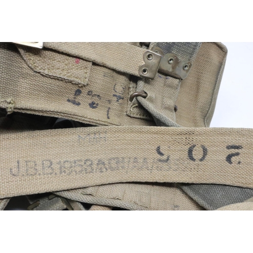 2091 - British post-war canvas webbing straps and pouches, with pigsticker bayonet. UK P&P Group 2 (£20+VAT... 