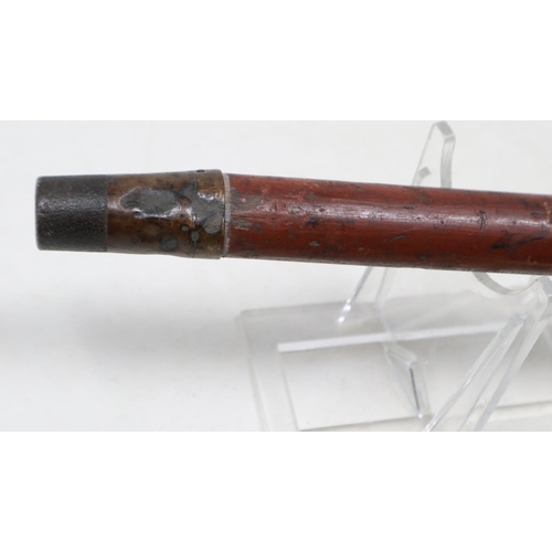 2095 - A WWI-II Manchester Regiment parade stick, with silver plated pommel and ferrule on a Malacca shaft.... 