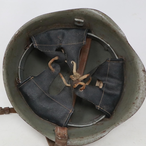 2114 - Polish WWII WZ50 steel helmet with leather liner. UK P&P Group 3 (£30+VAT for the first lot and £8+V... 