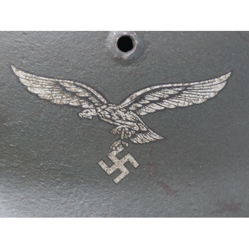 2127 - WWII German Luftwaffe single decal M35 helmet with liner. UK P&P Group 3 (£30+VAT for the first lot ... 