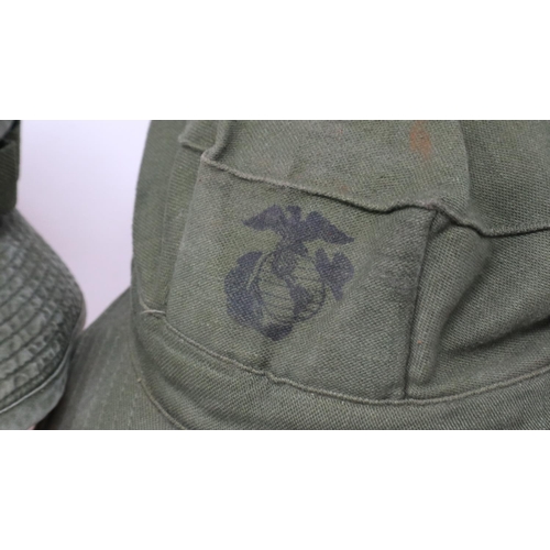 2132 - American Vietnam war period jungle boonie hat, with a similar period US Marines utility cap (2). UK ... 