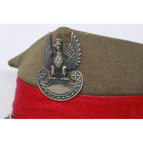 2150 - Polish Cold War period army officers visor cap, and a Polish post-war parade rogatwka (2). UK P&P Gr... 