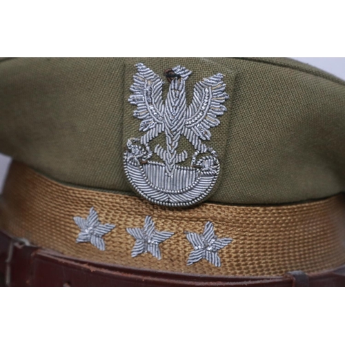 2150 - Polish Cold War period army officers visor cap, and a Polish post-war parade rogatwka (2). UK P&P Gr... 