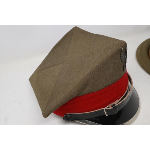 2150 - Polish Cold War period army officers visor cap, and a Polish post-war parade rogatwka (2). UK P&P Gr... 