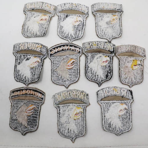 2159 - Ten Different Vietnam War Era in-country made 101st Airborne Screaming Eagle patches. UK P&P Group 1... 