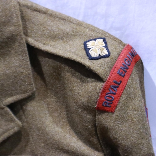 2162 - British 1949 pattern battledress, badged to Royal Engineers, parade uniform jacket and trousers to t... 