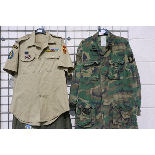 2178 - US military uniform shirts, trousers and coats, including examples marked USMC, USN, and US Army, mo... 