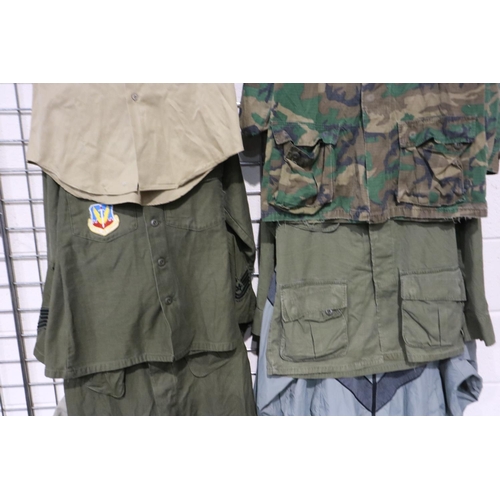 2178 - US military uniform shirts, trousers and coats, including examples marked USMC, USN, and US Army, mo... 