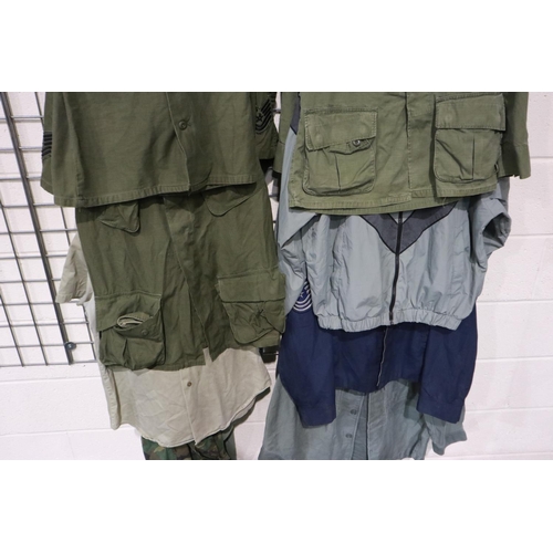 2178 - US military uniform shirts, trousers and coats, including examples marked USMC, USN, and US Army, mo... 