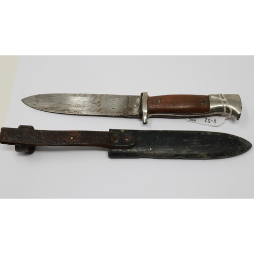 2183 - WWII German Hitler Youth Dagger with homemade wooden handle and NSKK button set into it. UK P&P Grou... 