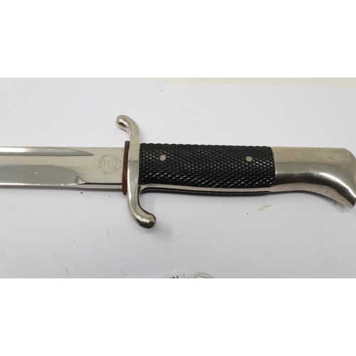 2189 - Third Reich post-war replica presentation dagger, with chequered grip and steel scabbard. UK P&P Gro... 