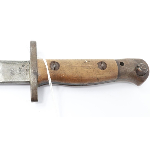 2191 - WITHDRAWN: British WWI M1907 Sanderson bayonet, with metal mounted leather scabbard. UK P&P Group 2 ... 