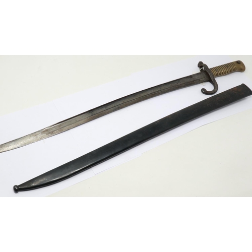 2192 - WWI French 1886 Model chassepot sword bayonet and steel scabbard. UK P&P Group 2 (£20+VAT for the fi... 