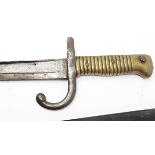 2192 - WWI French 1886 Model chassepot sword bayonet and steel scabbard. UK P&P Group 2 (£20+VAT for the fi... 