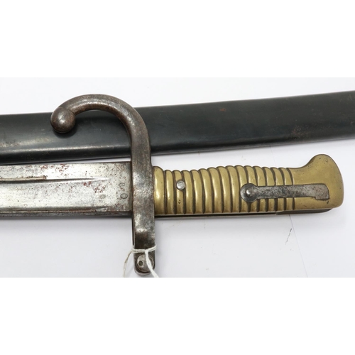 2192 - WWI French 1886 Model chassepot sword bayonet and steel scabbard. UK P&P Group 2 (£20+VAT for the fi... 