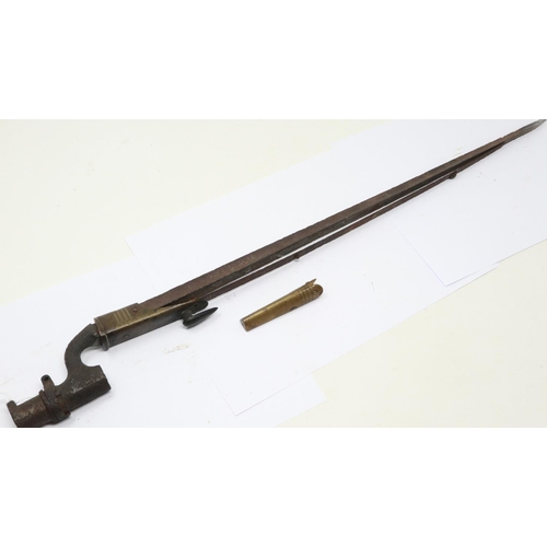 2195 - Victorian British Marini Henry P1876 bayonet, semi-relic condition with its brass scabbard mounts. U... 