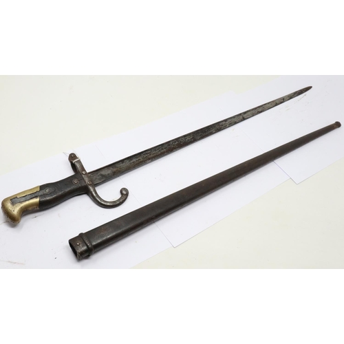 2198 - WWI French Gras Bayonet and steel scabbard. UK P&P Group 2 (£20+VAT for the first lot and £4+VAT for... 