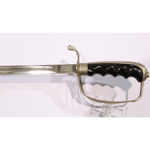 2201 - A 20th century Spanish-made parade sword, slim blade with metal scabbard. UK P&P Group 3 (£30+VAT fo... 