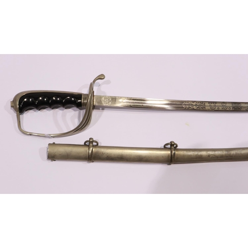 2201 - A 20th century Spanish-made parade sword, slim blade with metal scabbard. UK P&P Group 3 (£30+VAT fo... 