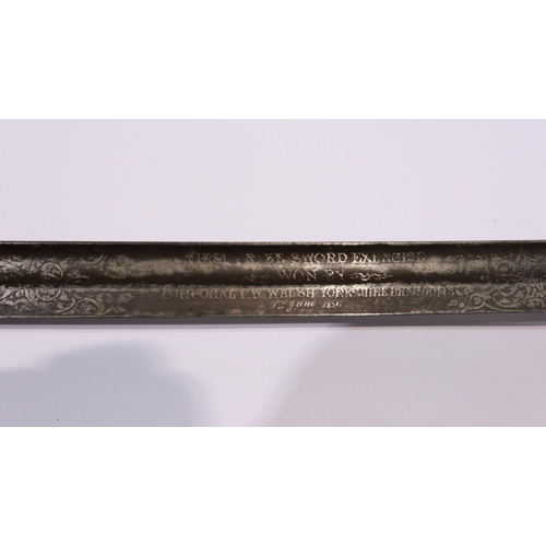 2202 - Victorian presentation sword with silver wired shagreen grip, inscribed 1st prize sword exercise won... 