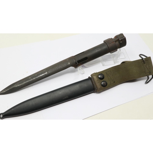 2207 - Belgian M1963 type C socket bayonet, with steel scabbard and canvas frog. UK P&P Group 2 (£20+VAT fo... 