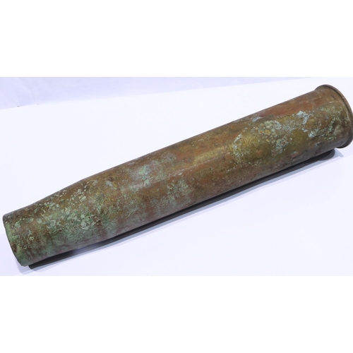 2221 - British WWI brass shell case in semi-relic condition, H: 73 cm. Not available for in-house P&P