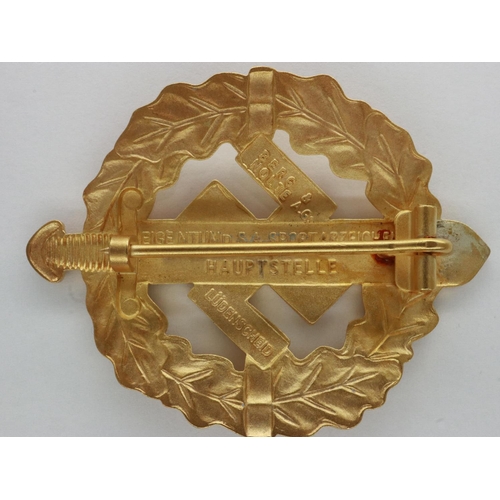 2255 - Third Reich SA Sports badge, gold grade, maker Berg & Nolte AG 2. UK P&P Group 1 (£16+VAT for the fi... 