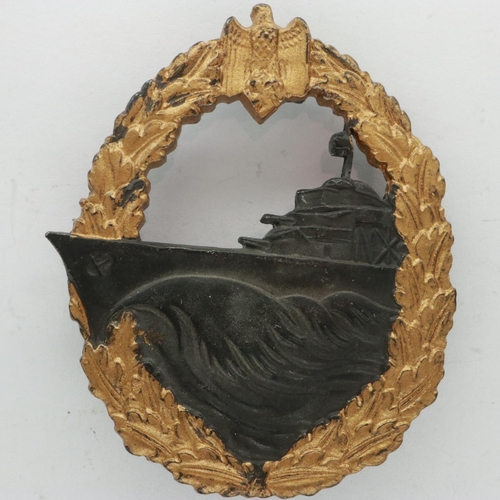 2271 - WWII German Kriegsmarine Destroyer Badge, maker SHUCO. UK P&P Group 1 (£16+VAT for the first lot and... 