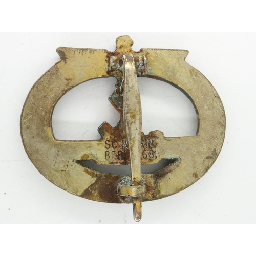 2273 - A German Kriegsmarine U-Boat badge, gold grade, marked for Schwerin Berlin. UK P&P Group 1 (£16+VAT ... 