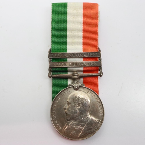 2301 - Edward VII KSA to Private H Broadley, West Yorkshire Regiment, with two bars: South Africa 1901 and ... 