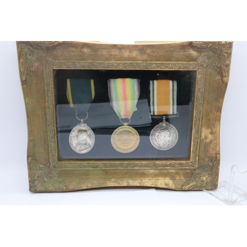 2303 - WWI medal pair to 3647324 Sergeant J L OConnor, Suffolk Regiment, with OConnors TA service medal for... 