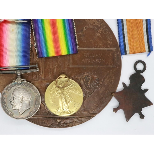 2316 - WWI medal pair and 1914-15 star to R4-062734 Private H Atkinson ASC, together with a bronze death pl... 