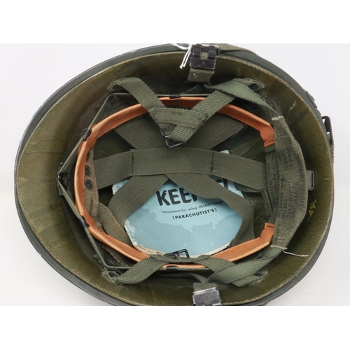 2120A - US Vietnam war original M1C Airborne helmet, the shell is front seam with a good clear heat stamp 81... 